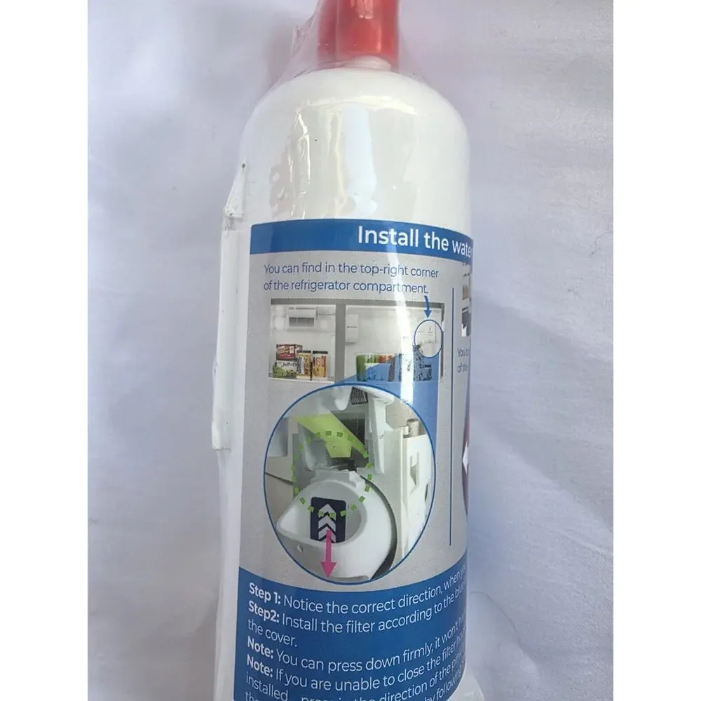 Refrigerator Water Filter Replacement Cartridge, White with Red Caps